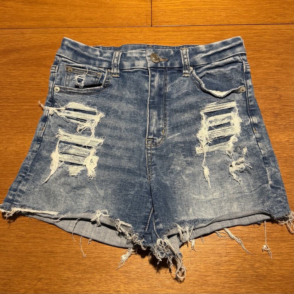 American Eagle Shorts Curvy High Rise Shortie Women’s Size 4 Stretch Distressed